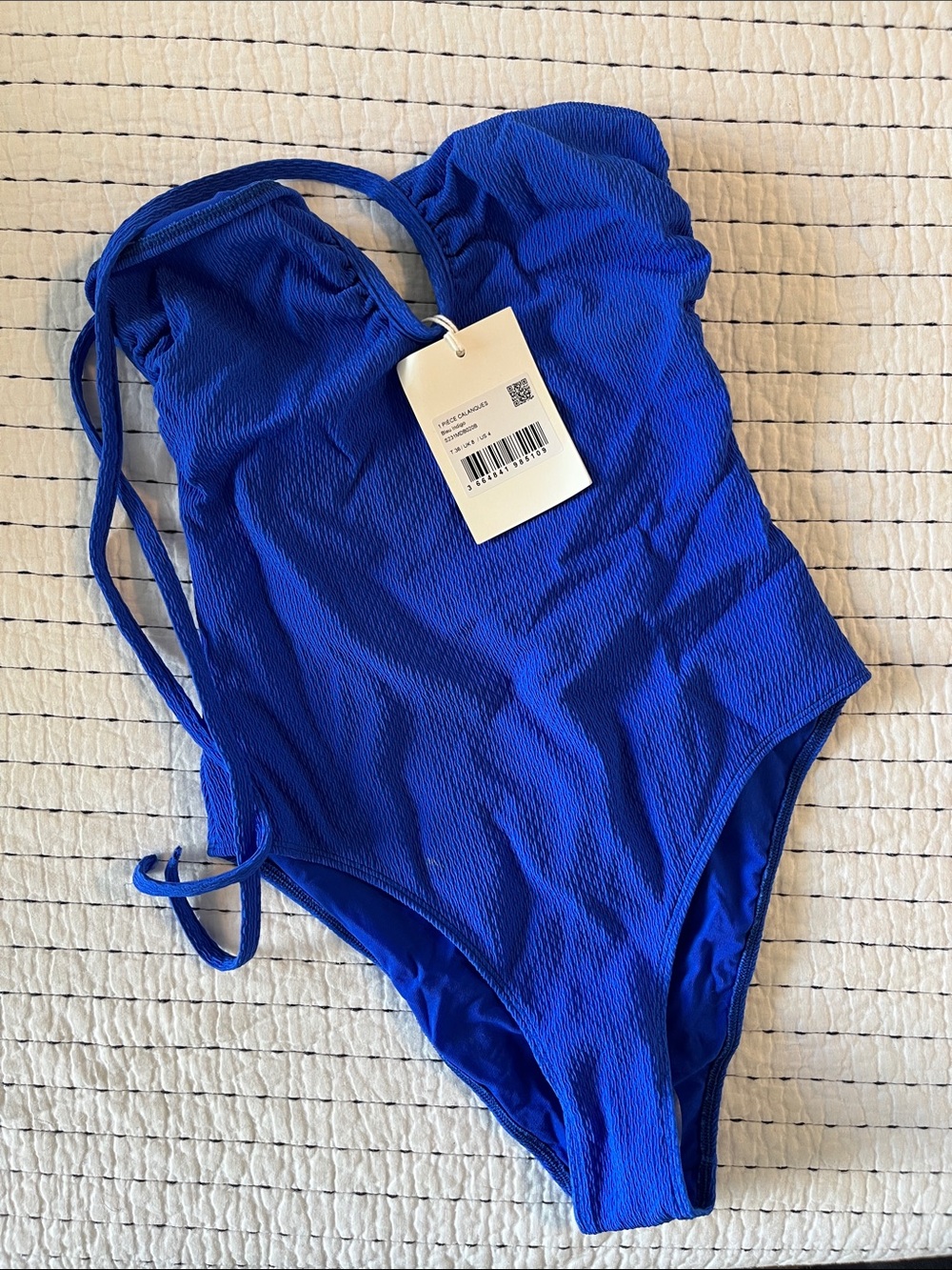 Cobalt Blue One-Piece Women's Swimsuit - Textured Classic
